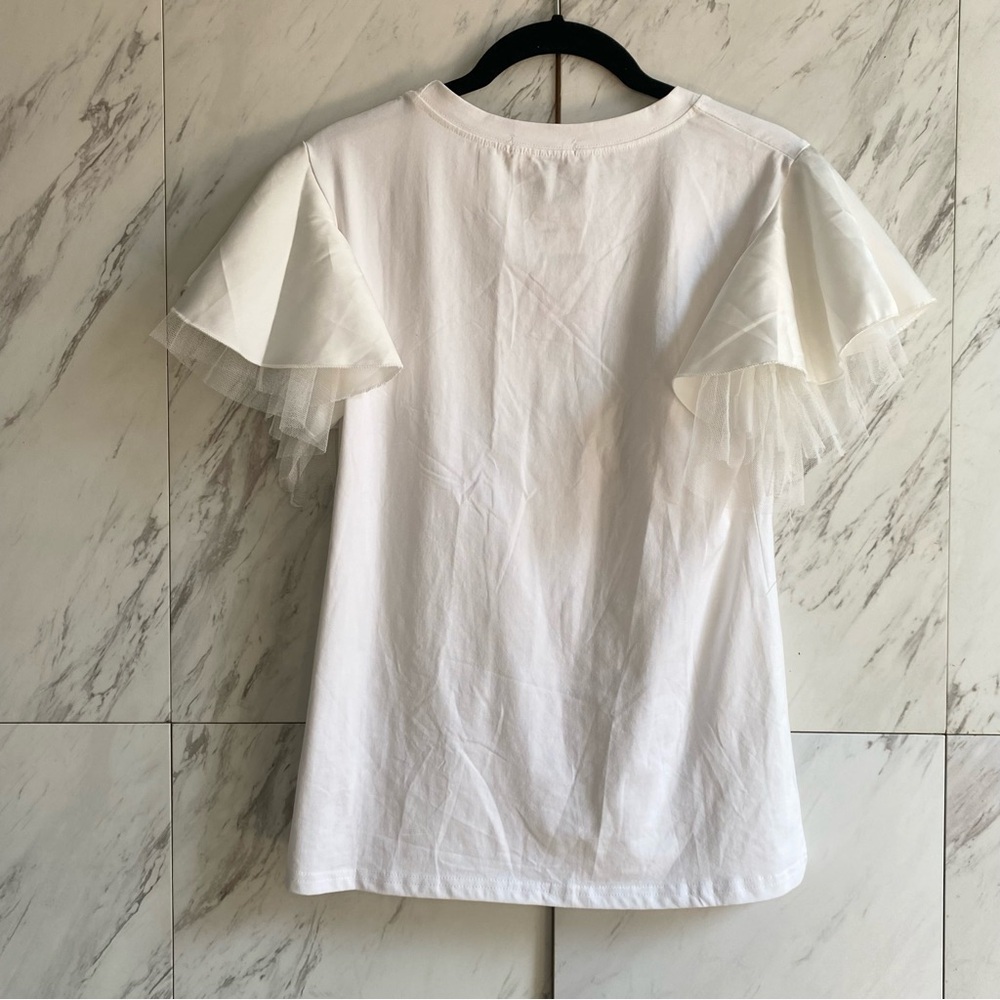 NEW Frida Kahlo Tulle Ruffle Short Sleeve Graphic Tee SZ S - Picture 4 of 6
